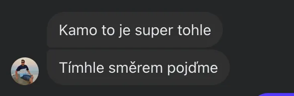 Message from the client, in Czech: this is great, let’s go in this direction